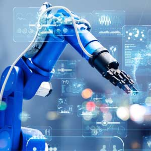 Roboterarm mit futuristischer Industrietechnologie